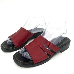 Liz Claiborne Villager Leather Slip-On Sandals Palace Red‎ Women’s Size 7.5